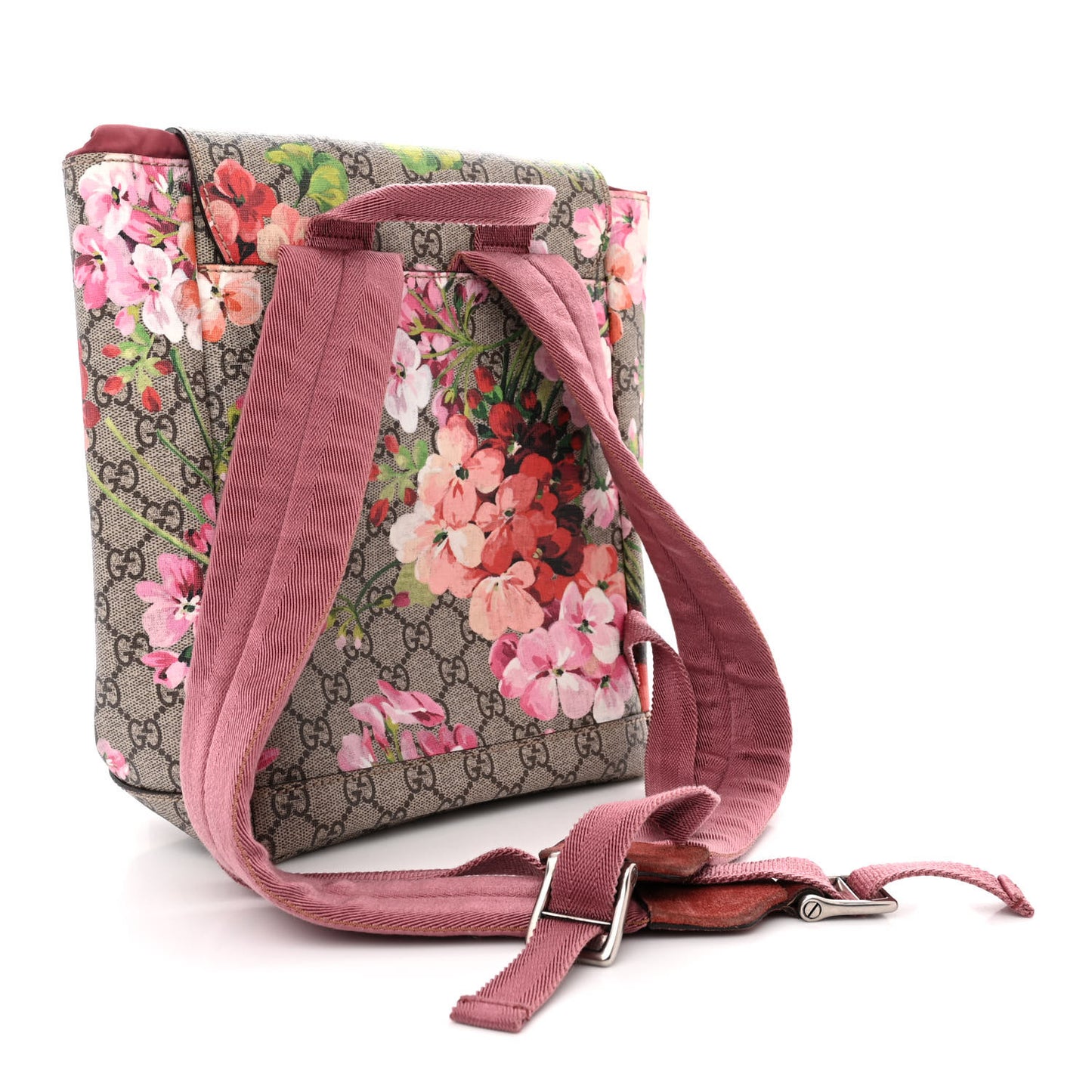 GG Supreme Monogram Blooms Small Single Buckle Backpack Beige Multicolor Dry Rose
