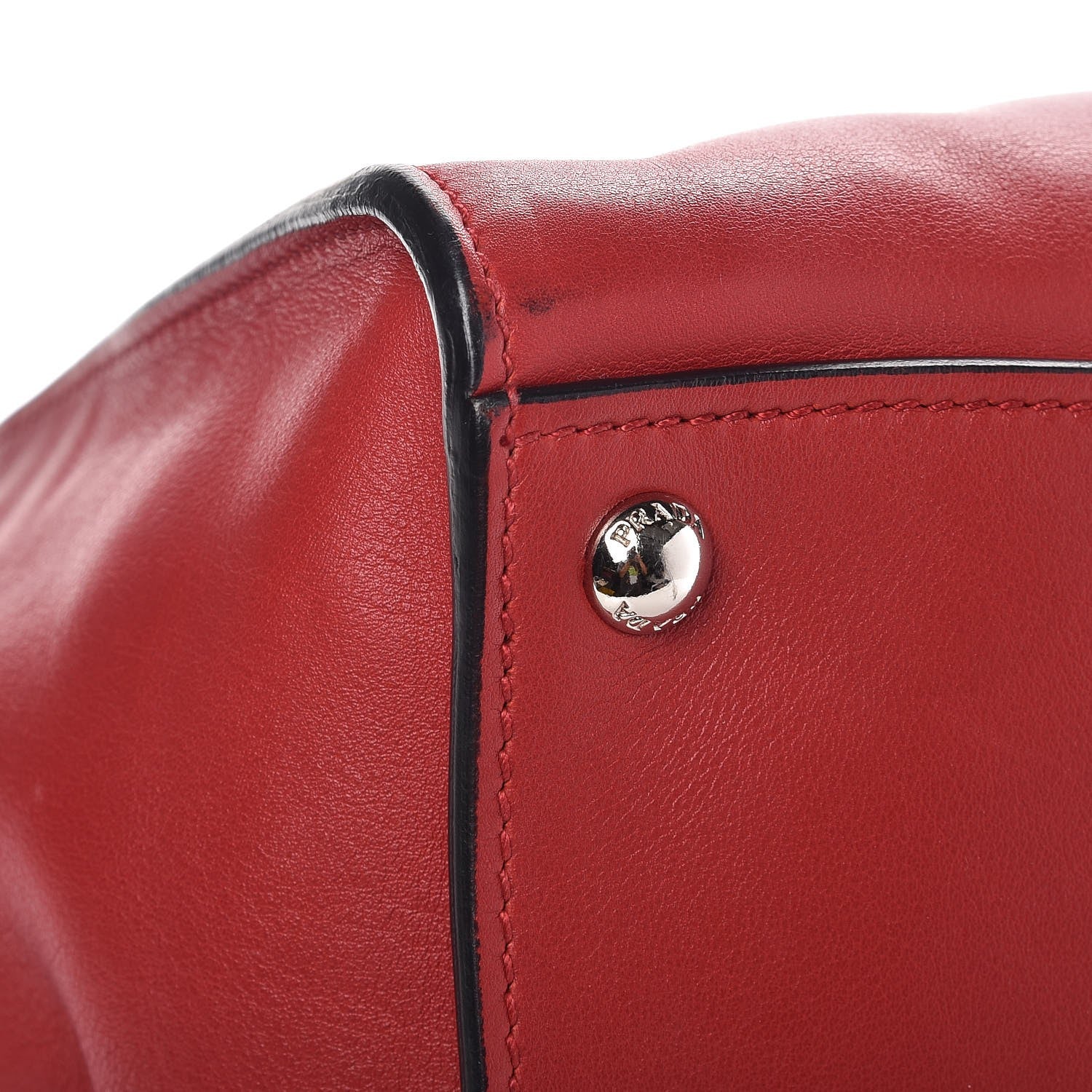 Prada Glace Calf Twin Pocket Tote Fuoco 8 of 8