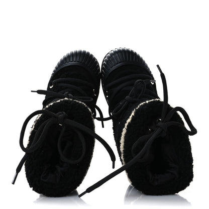 Louis Vuitton Suede Shearling Polar Flat Half Boots 36 Black 2 of 8