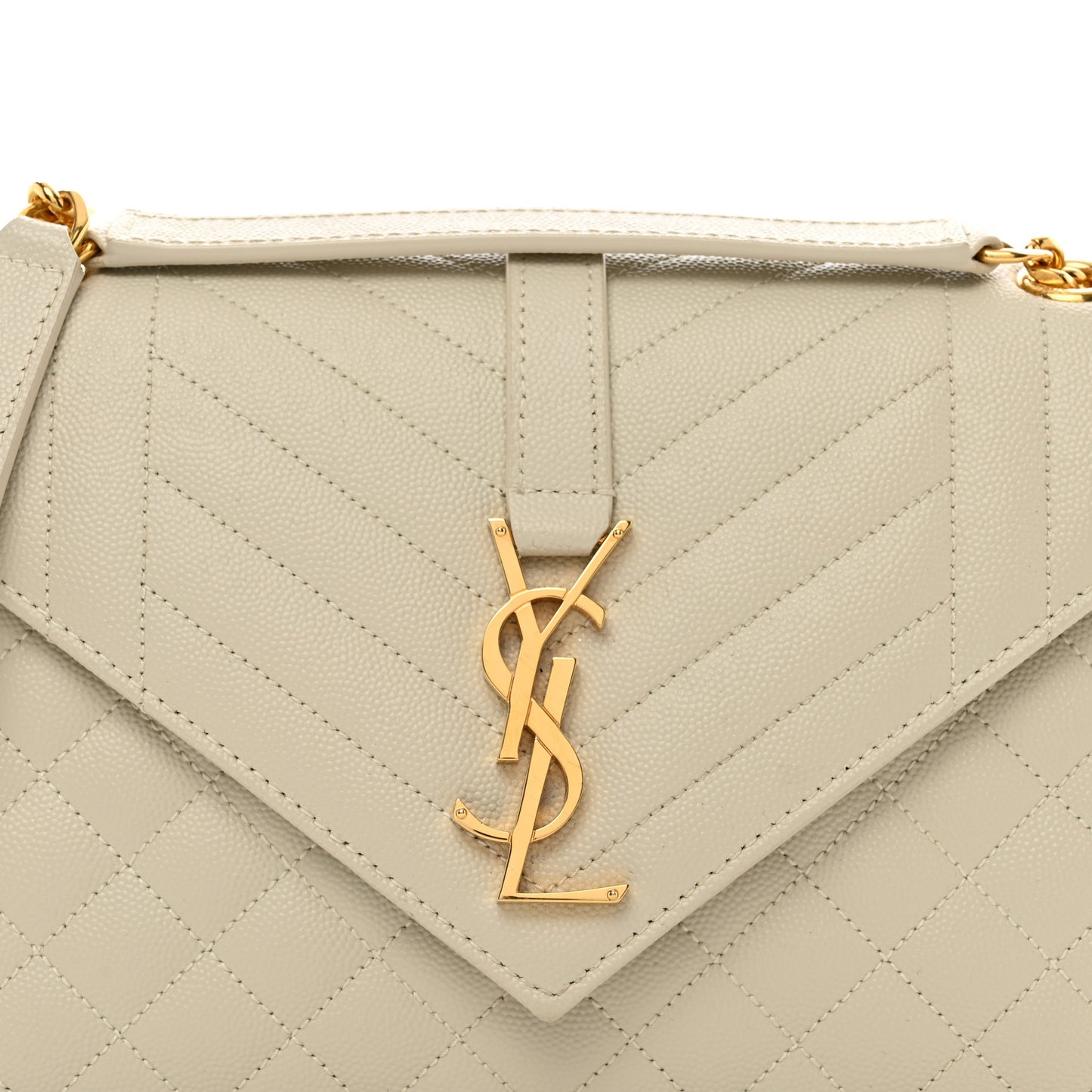 Grain De Poudre Textured Mixed Matelasse Medium Triquilt Monogram Satchel Crema Soft