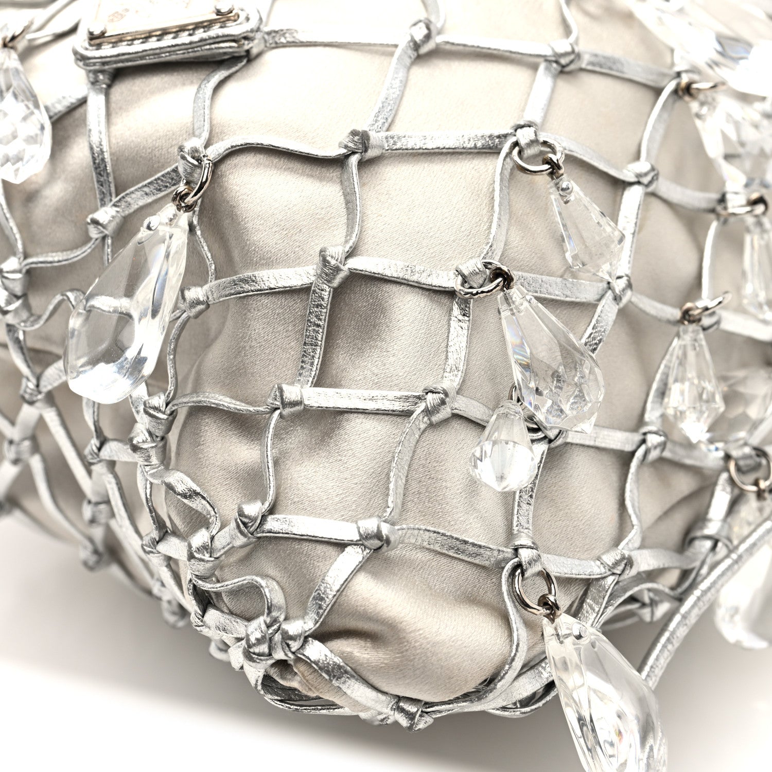 Prada Satin Crystal Net Chain Bag Silver 1881410 – FASHIONPHILE
