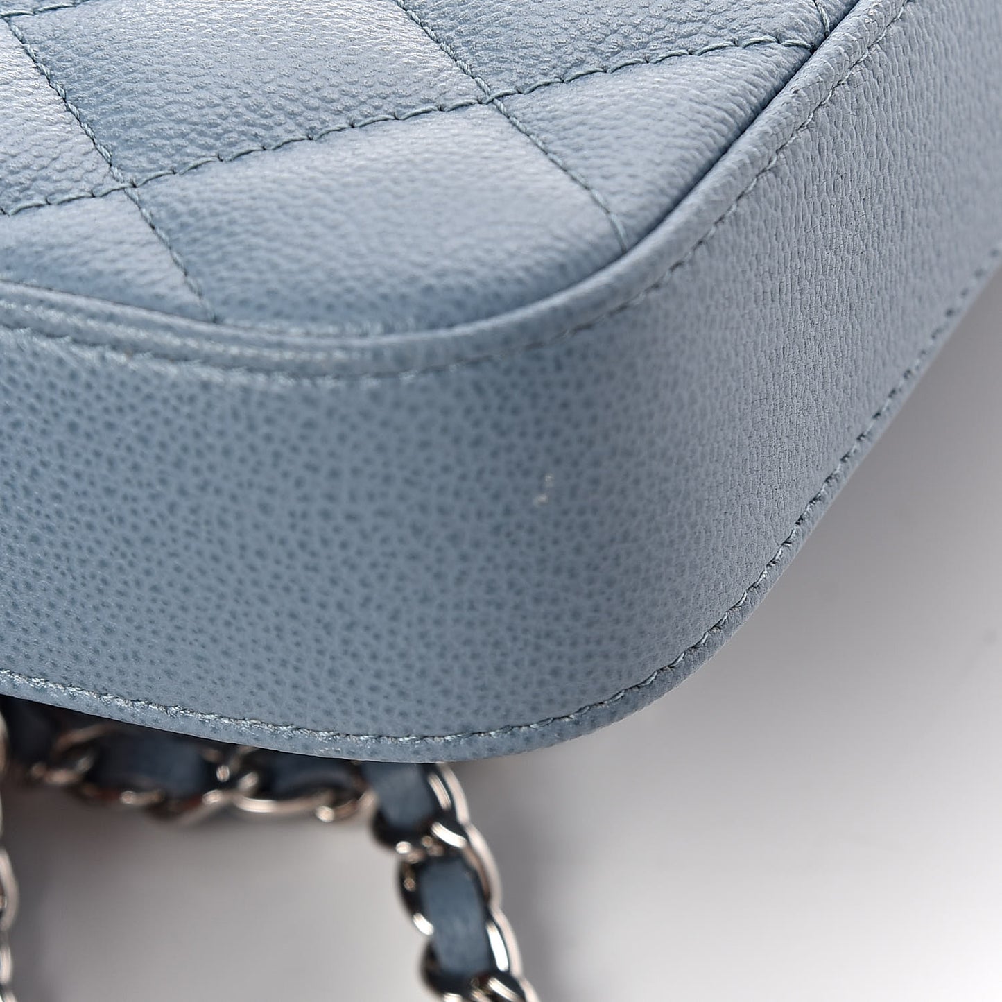 Caviar Quilted CC Box Clutch With Chain Blue
