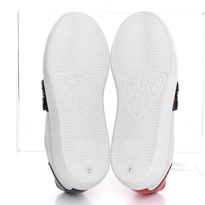 Gucci Calfskin Web Studded Feline Ace Sneakers 37 White 5 of 9
