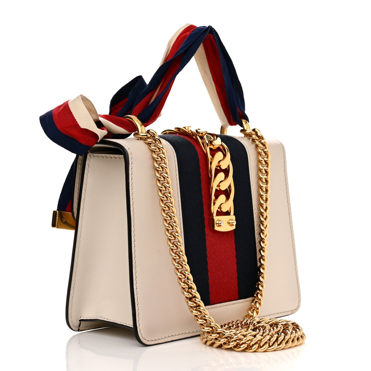 Calfskin Mini Sylvie Chain Shoulder Bag White