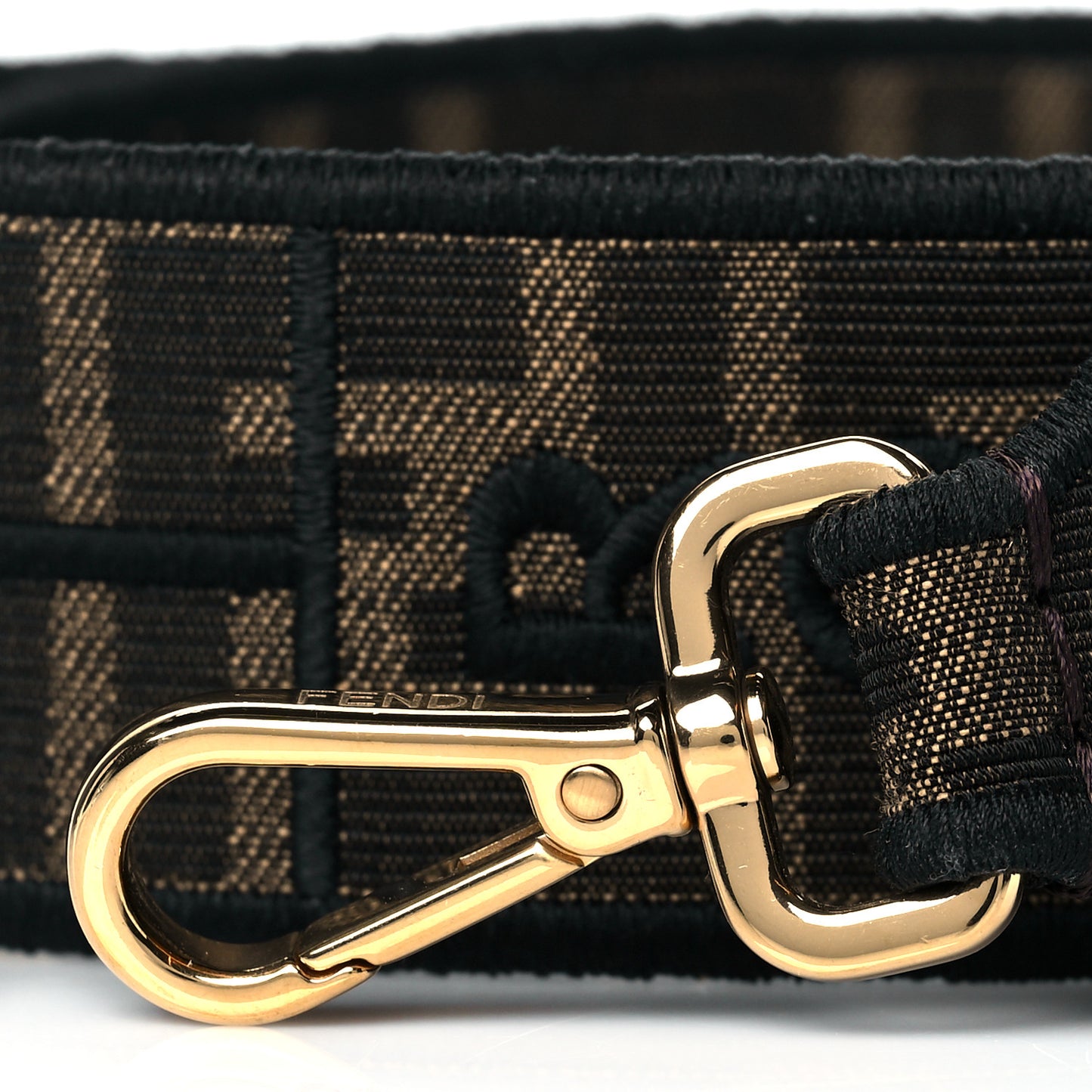 Fabric Jacquard FF 1974 Logo Threaded Edge Strap You Tobacco Moro Black