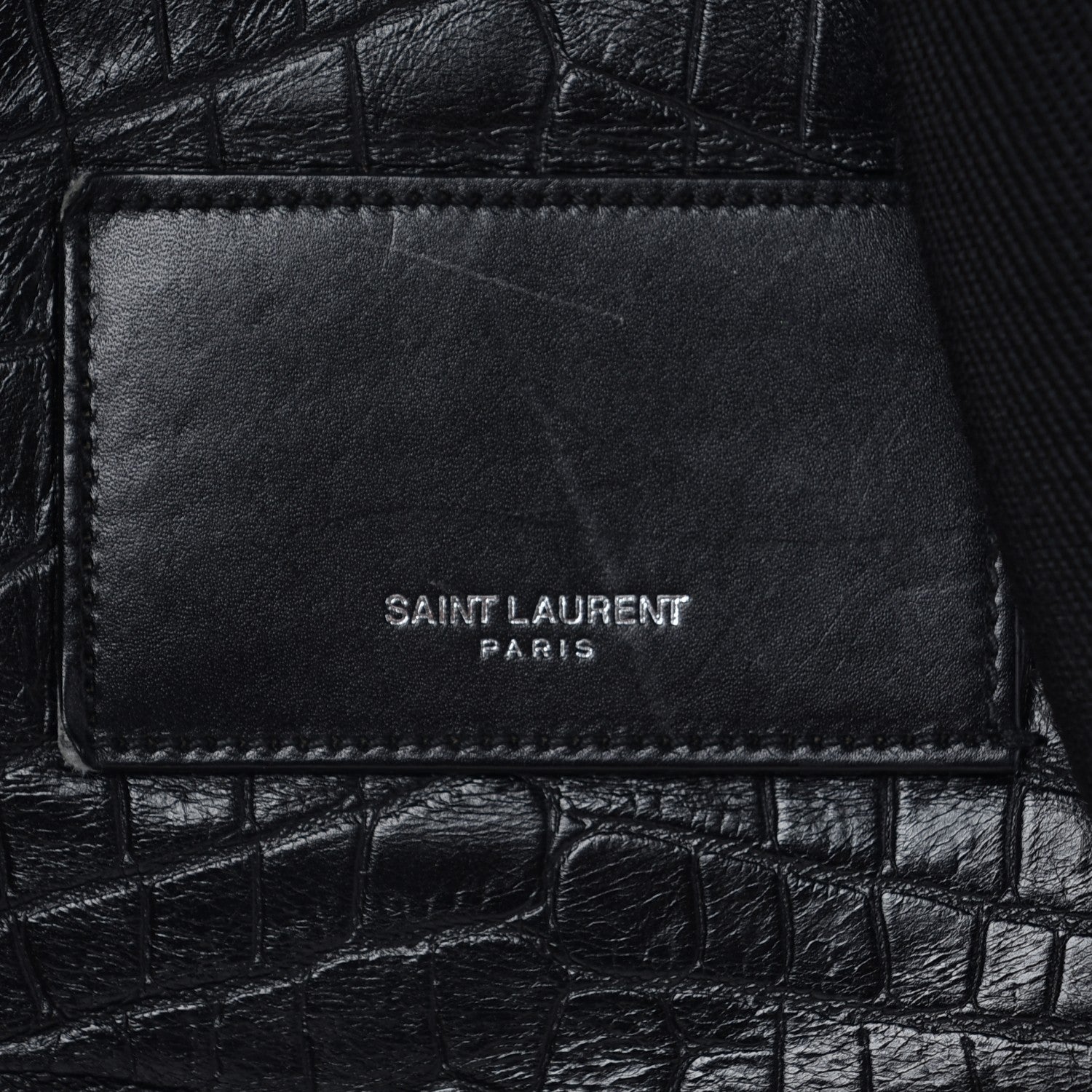 Saint Laurent Calfskin Crocodile Embossed City Backpack Black 8 of 8