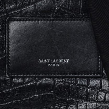 Saint Laurent Calfskin Crocodile Embossed City Backpack Black 8 of 8