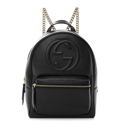 Gucci Pebbled Calfskin Soho Chain Backpack Black 1 of 14