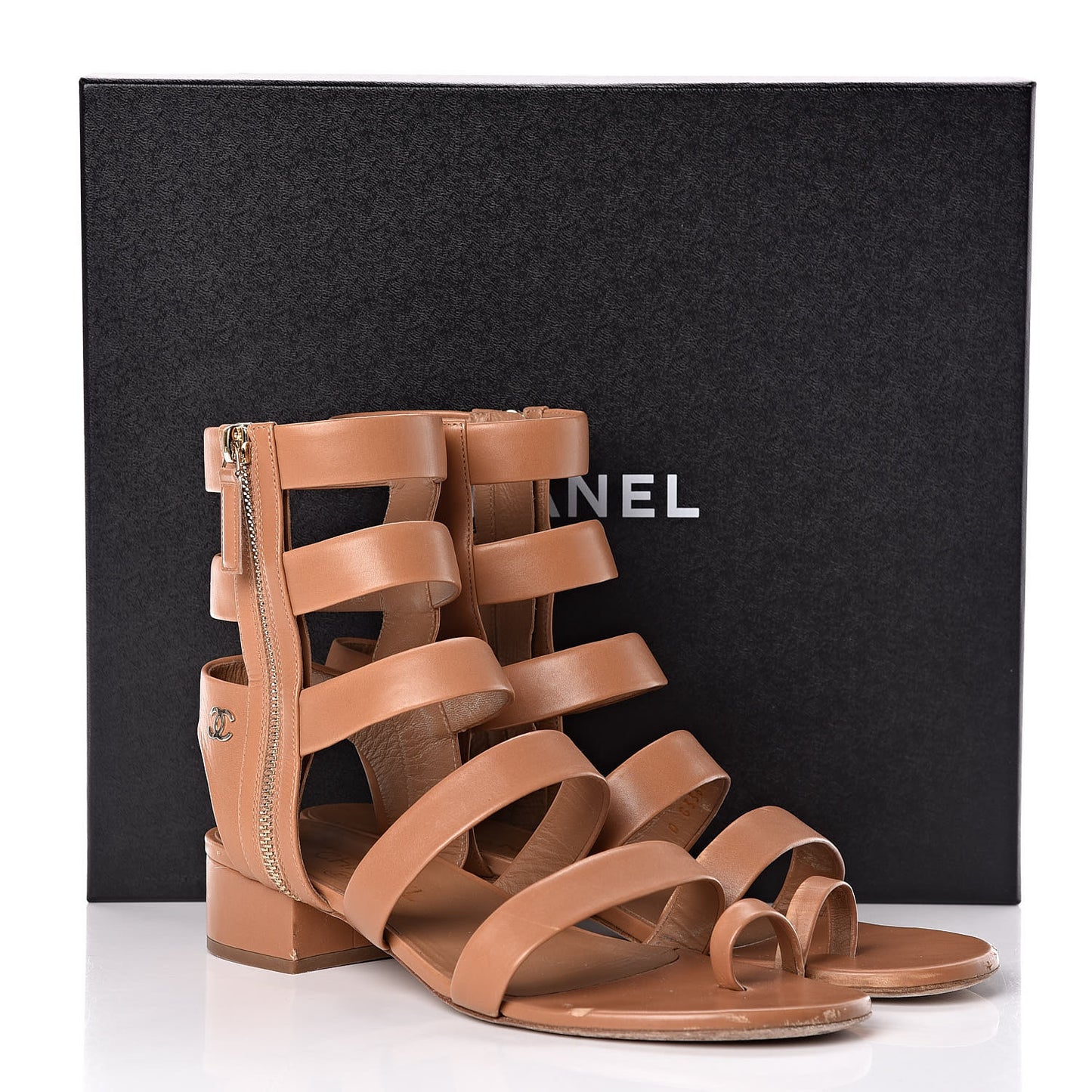 Calfskin Gladiator Sandals 39.5 Brown