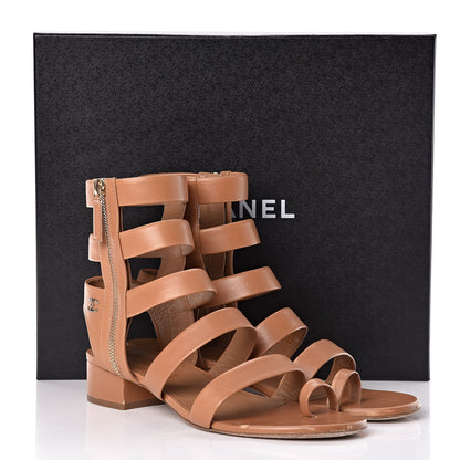 Chanel Calfskin Gladiator Sandals 39.5 Brown 15 of 15
