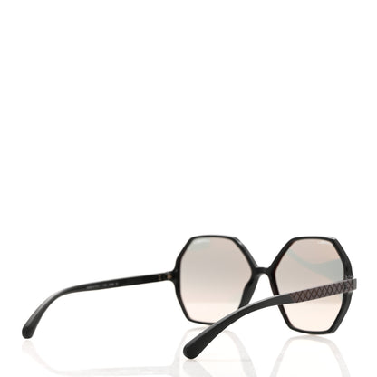 Chanel Acetate Wood Rubber Square Sunglasses S0185 Black 4 of 8