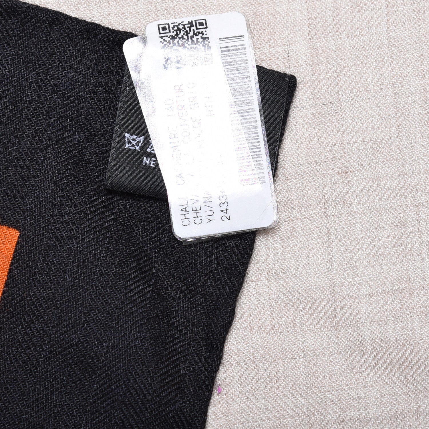 Hermes Cashmere Silk Cheval A La Couverture Shawl 140 Naturel Rouge Brique 5 of 6