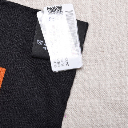Hermes Cashmere Silk Cheval A La Couverture Shawl 140 Naturel Rouge Brique 5 of 6