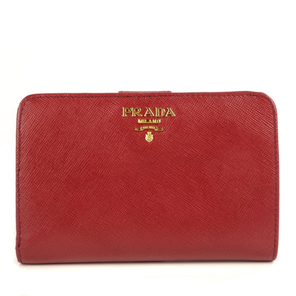 Prada Saffiano Metal Compact Wallet Rubino 1 of 10