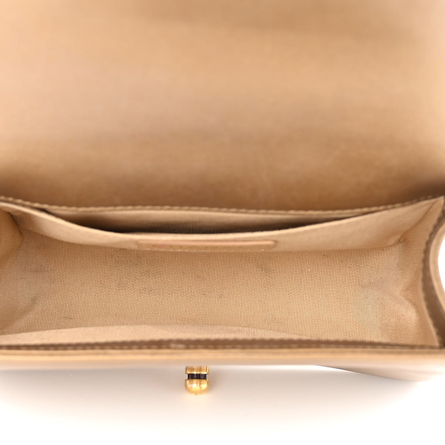 Metallic Calfskin Quilted Small Boy Flap Gold
