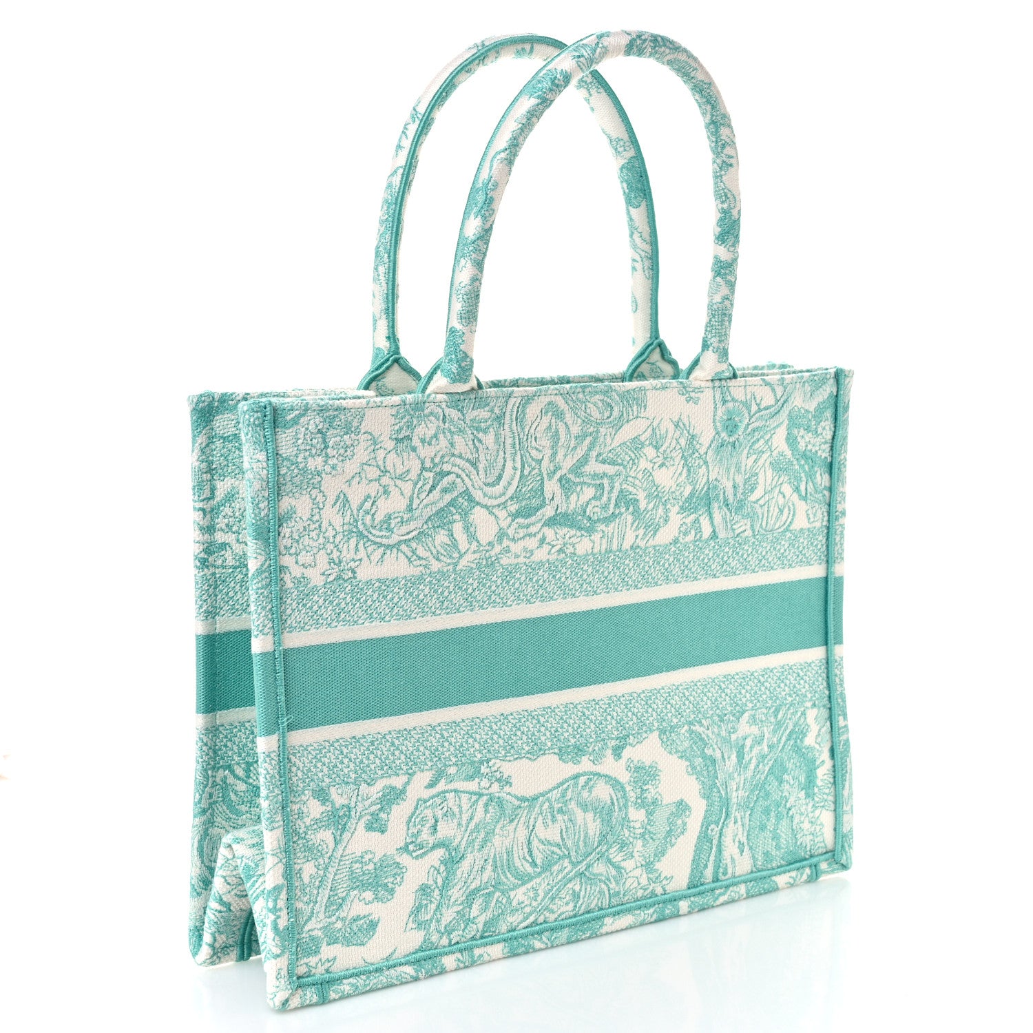 Christian Dior Canvas Embroidered Medium Dioriviera Toile De Jouy Book Tote Aquamarina 3 of 9