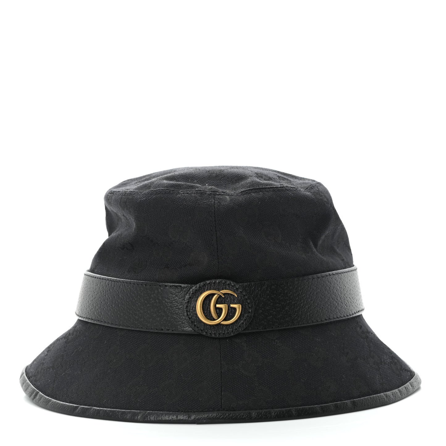 Monogram Textured Dollar Calfskin GG Jago Bucket Hat Black