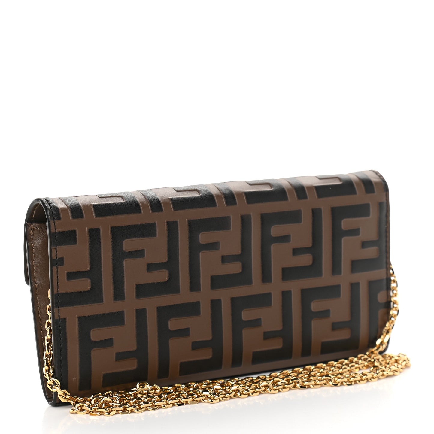 Vitello Soft F is Fendi Bi-Color FF 1974 Embossed Continental Envelope Wallet On Chain Maya Black