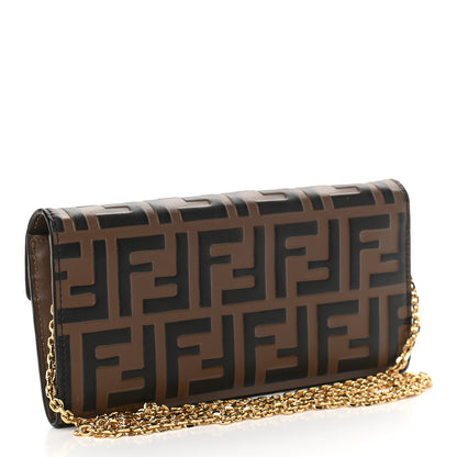 Fendi Vitello Soft F is Fendi Bi-Color FF 1974 Embossed Continental Envelope Wallet On Chain Maya Black 2 of 9