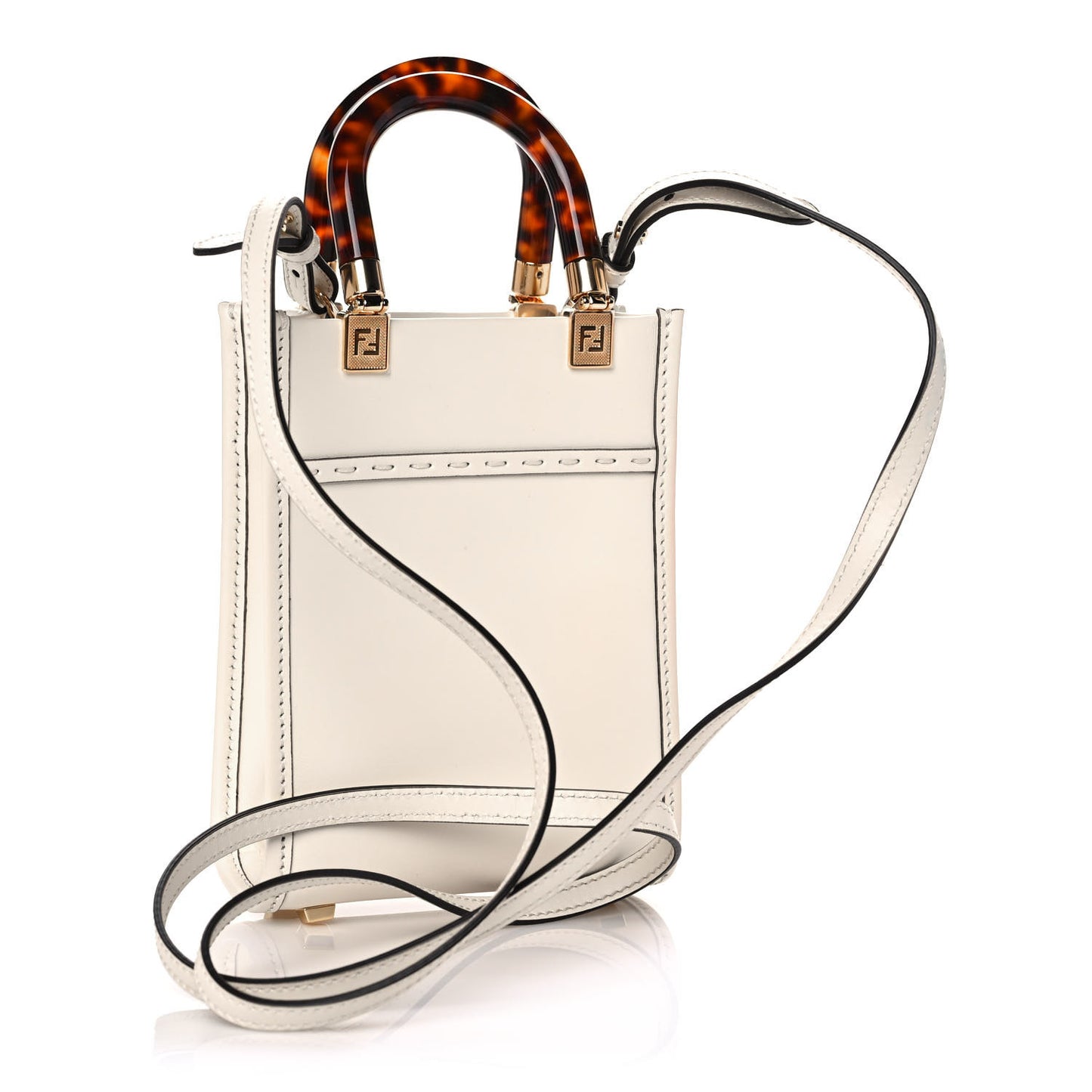 Vitello King Plexiglass Logo Embossed Mini Fendi Sunshine Shopper Tote White Ice