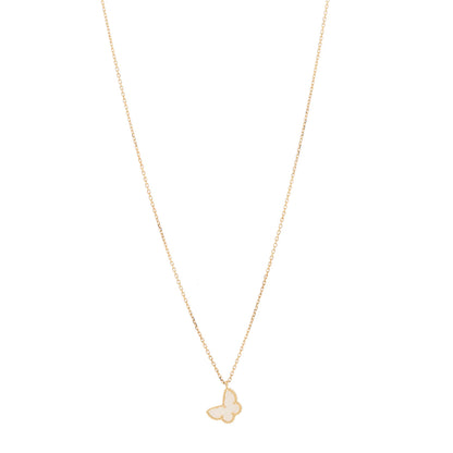 Van Cleef & Arpels 18K Yellow Gold Mother of Pearl Sweet Alhambra Butterfly Pendant Necklace 1 of 6