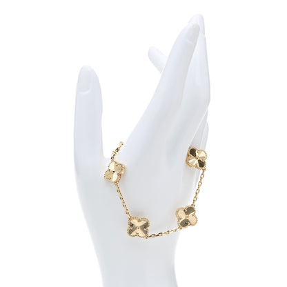 Van Cleef & Arpels 18K Yellow Gold 5 Motifs Guilloche Vintage Alhambra Bracelet 2 of 6