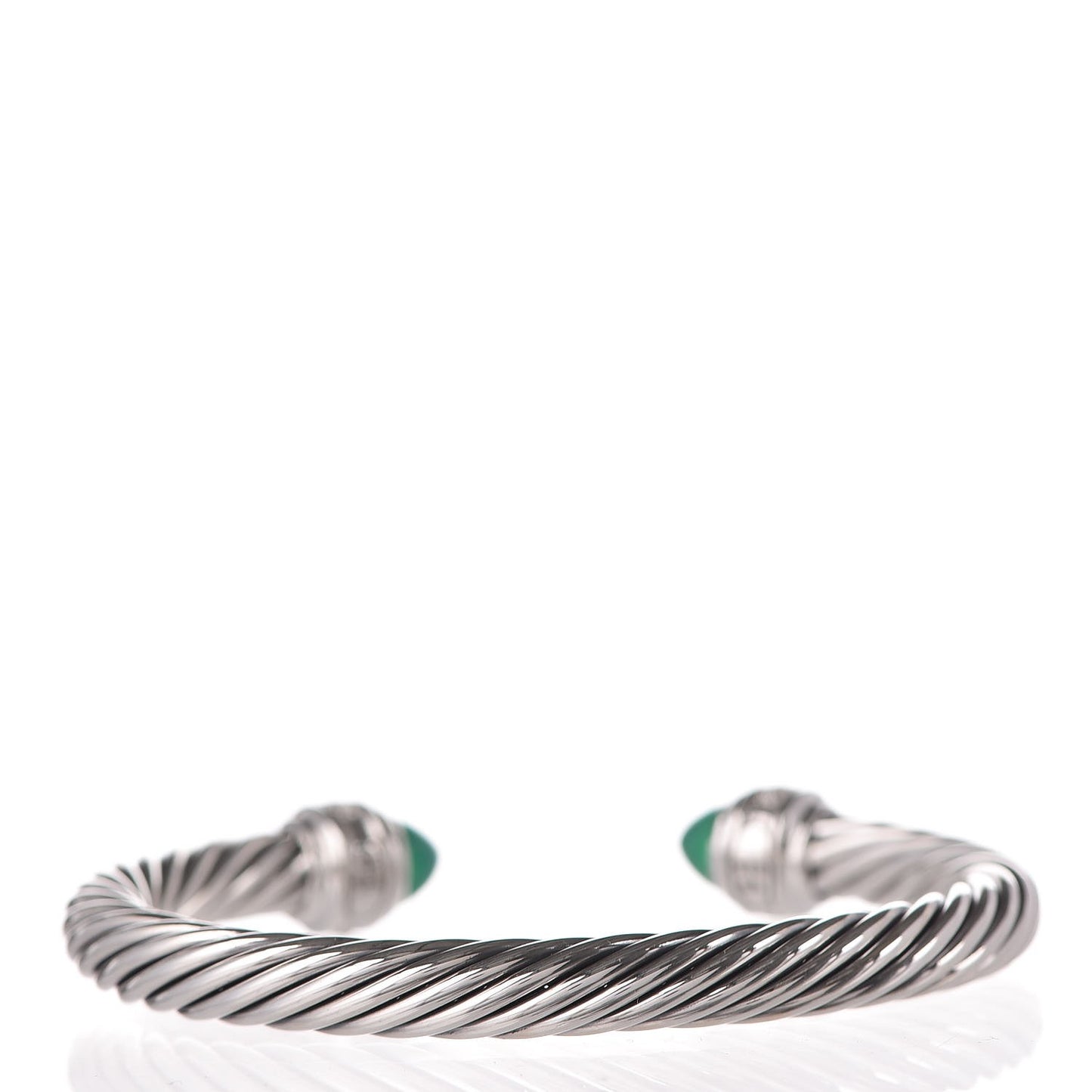 Sterling Silver Diamond Green Onyx 7mm Cable Classics Bracelet