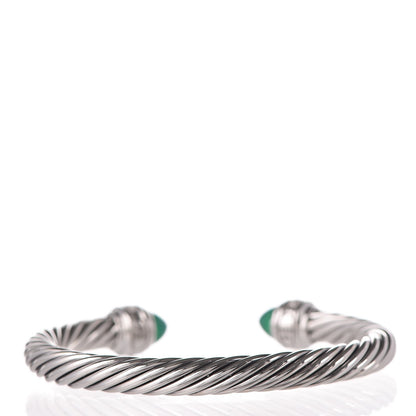 David Yurman Sterling Silver Diamond Green Onyx 7mm Cable Classics Bracelet 3 of 5