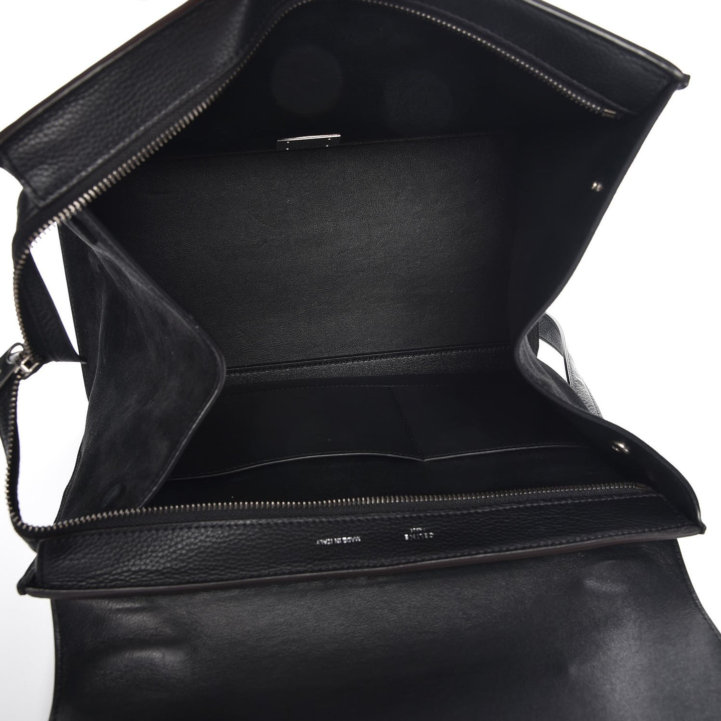 Drummed Calfskin Suede Medium Trapeze Black