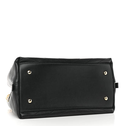 Chanel Calfskin Stitched Large Chevron Chic Shopping Bag Black 4 of 12