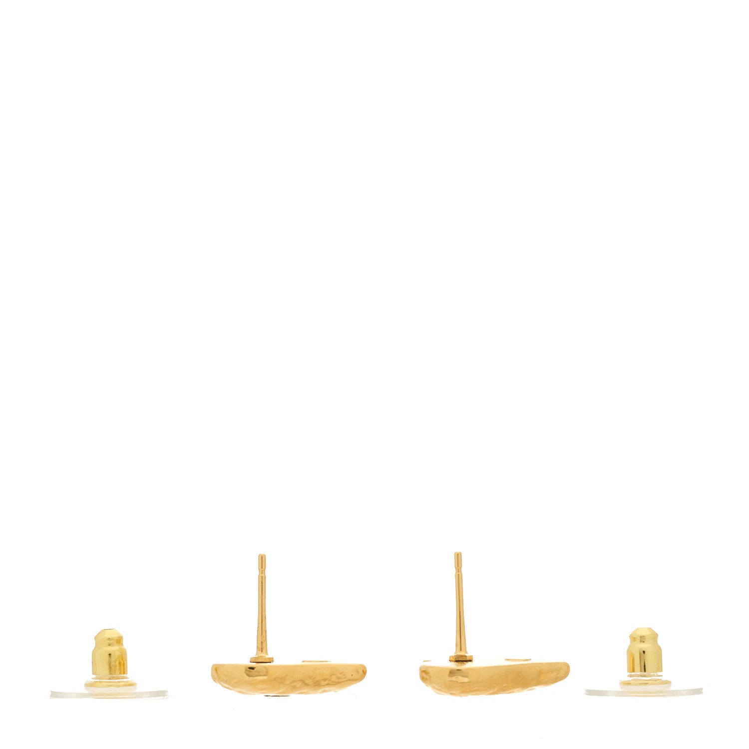 Chanel Metal Resin CC Heart Earrings Gold Black 4 of 5