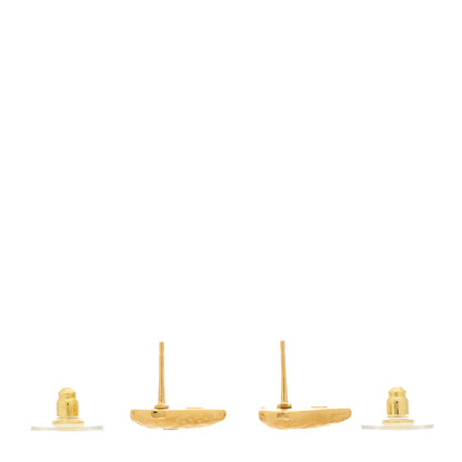 Chanel Metal Resin CC Heart Earrings Gold Black 4 of 5