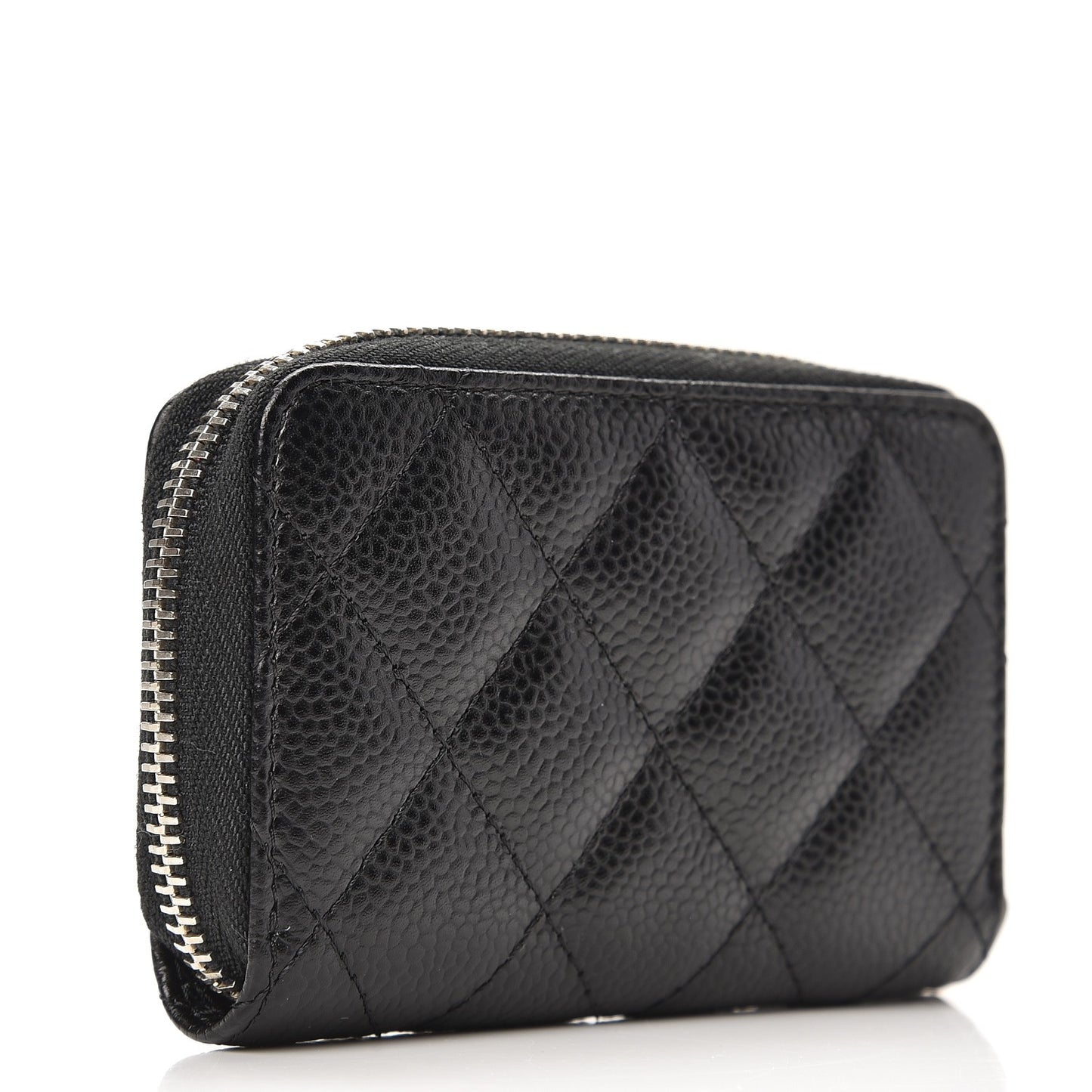 Caviar Quilted Zip Coin Purse Black