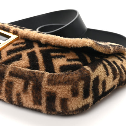 Fendi Shearling Vitello Dolce Macro FF 1974 Large Baguette Tobacco Black 10 of 10