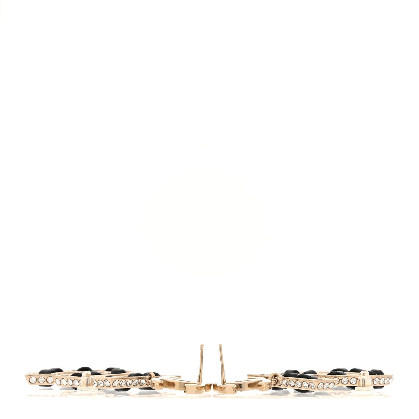 Crystal Lambskin Chain CC No 5 Drop Earrings Gold Black