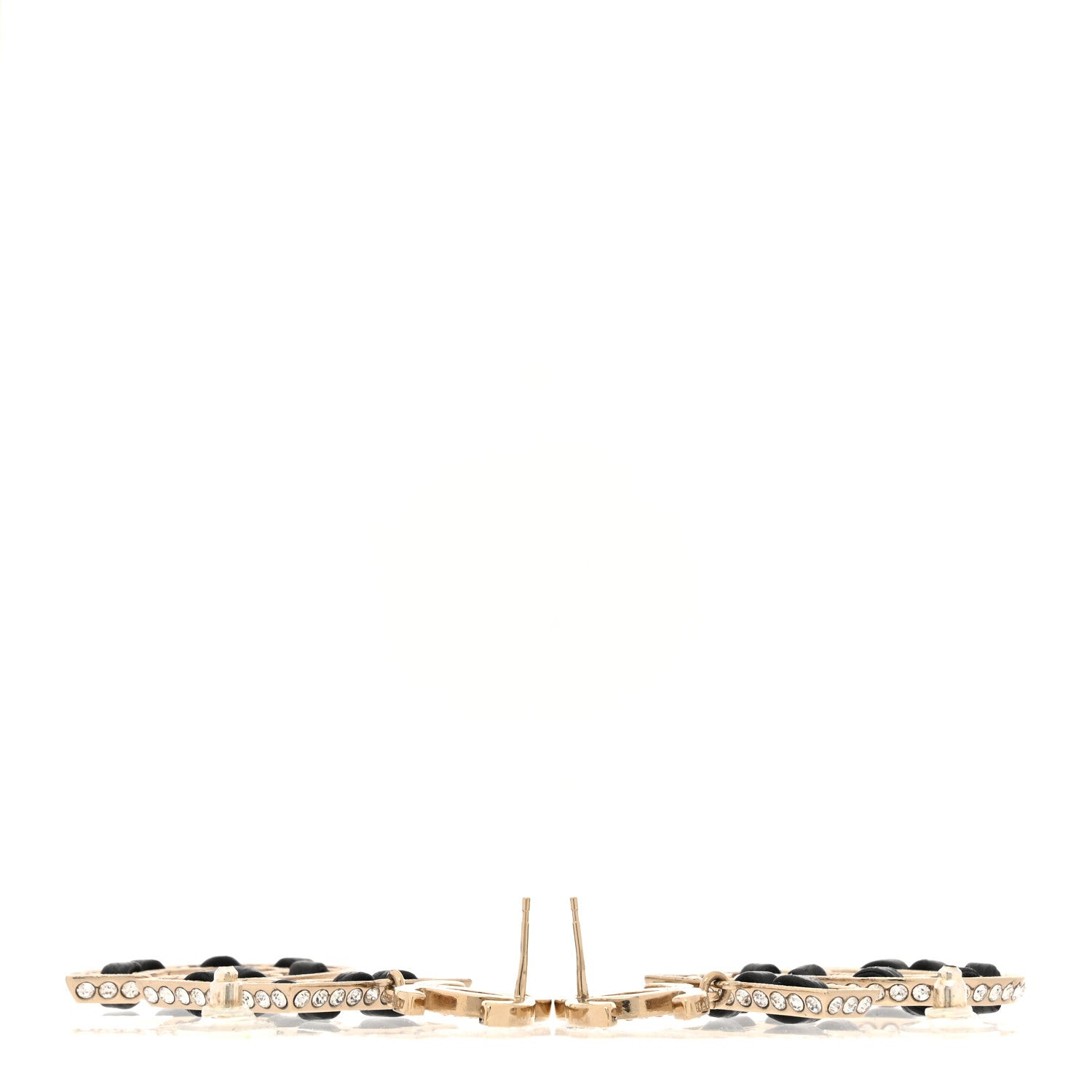 Chanel Crystal Lambskin Chain CC No 5 Drop Earrings Gold Black 3 of 5