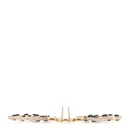 Chanel Crystal Lambskin Chain CC No 5 Drop Earrings Gold Black 3 of 5