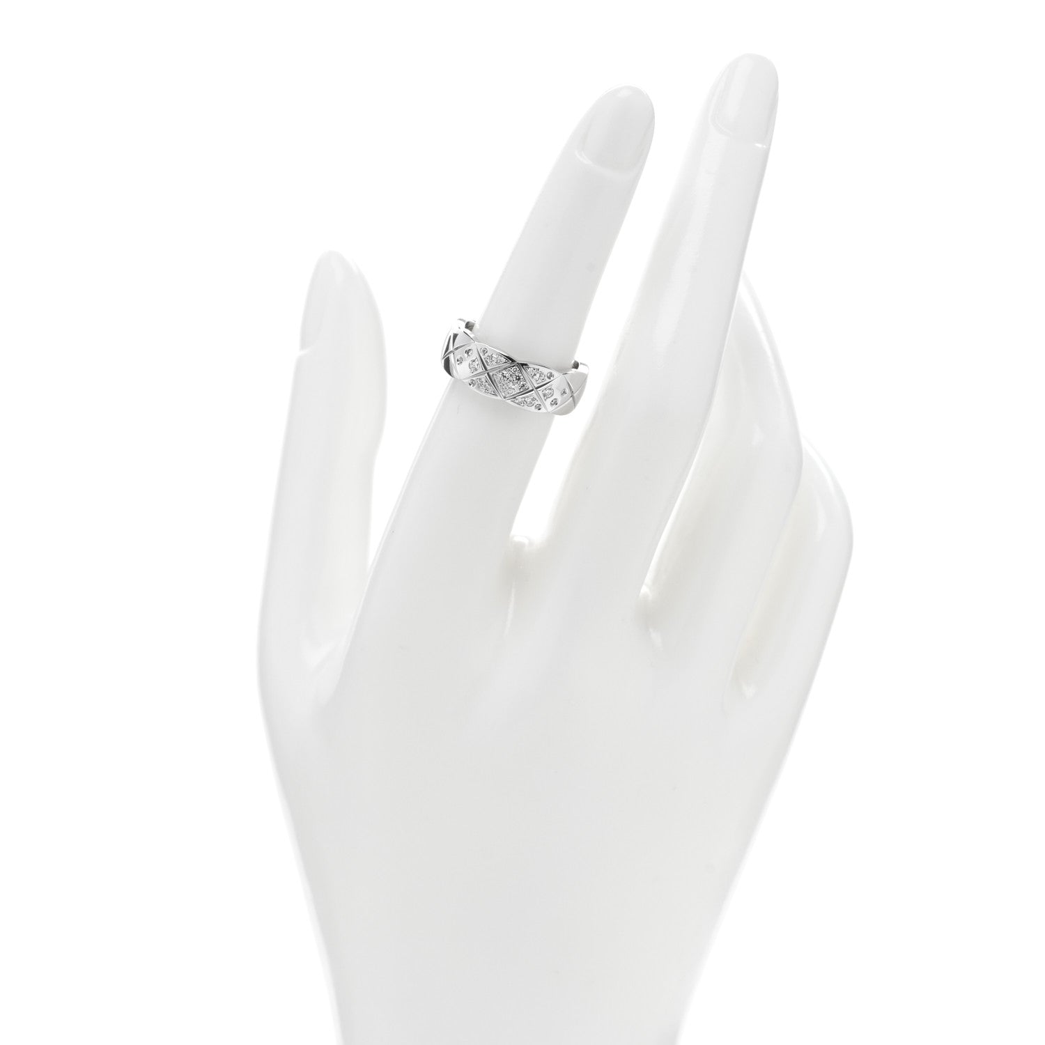 Chanel 18K White Gold Diamond Small Coco Crush Ring 52 6 2 of 4