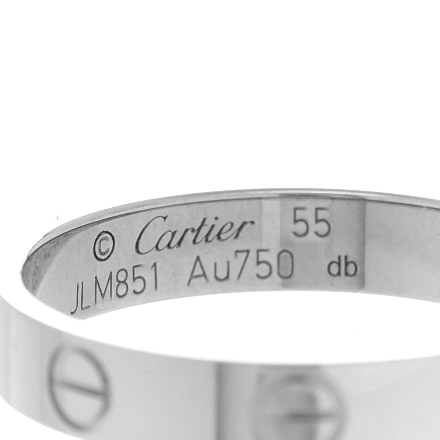 Cartier 18K White Gold 3.5mm LOVE Wedding Band Ring 55 7.25 4 of 5