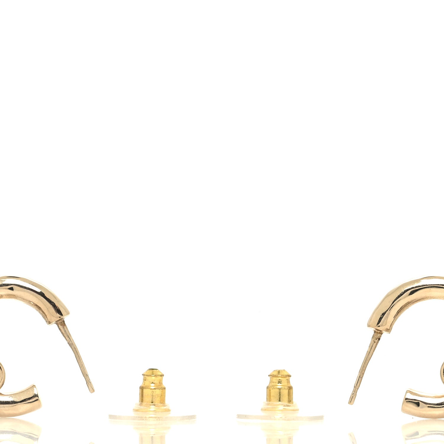 Chanel Metal Crystal CC Hoop Drop Earrings Gold 3 of 4