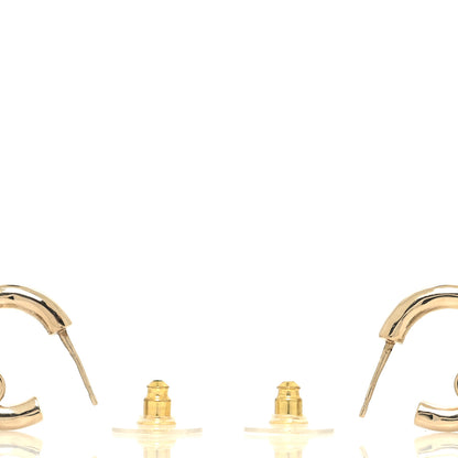 Chanel Metal Crystal CC Hoop Drop Earrings Gold 3 of 4