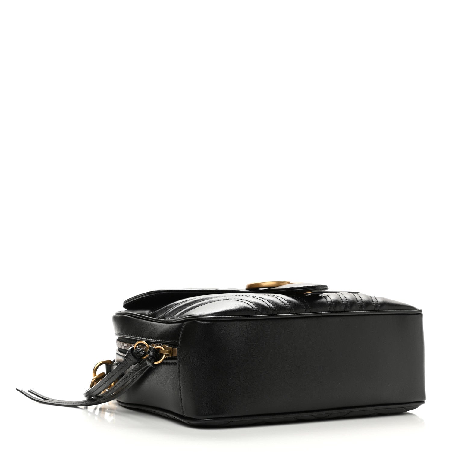 Gucci Calfskin Matelasse Sylvie Web Small GG Marmont Top Handle Shoulder Bag Black 4 of 11