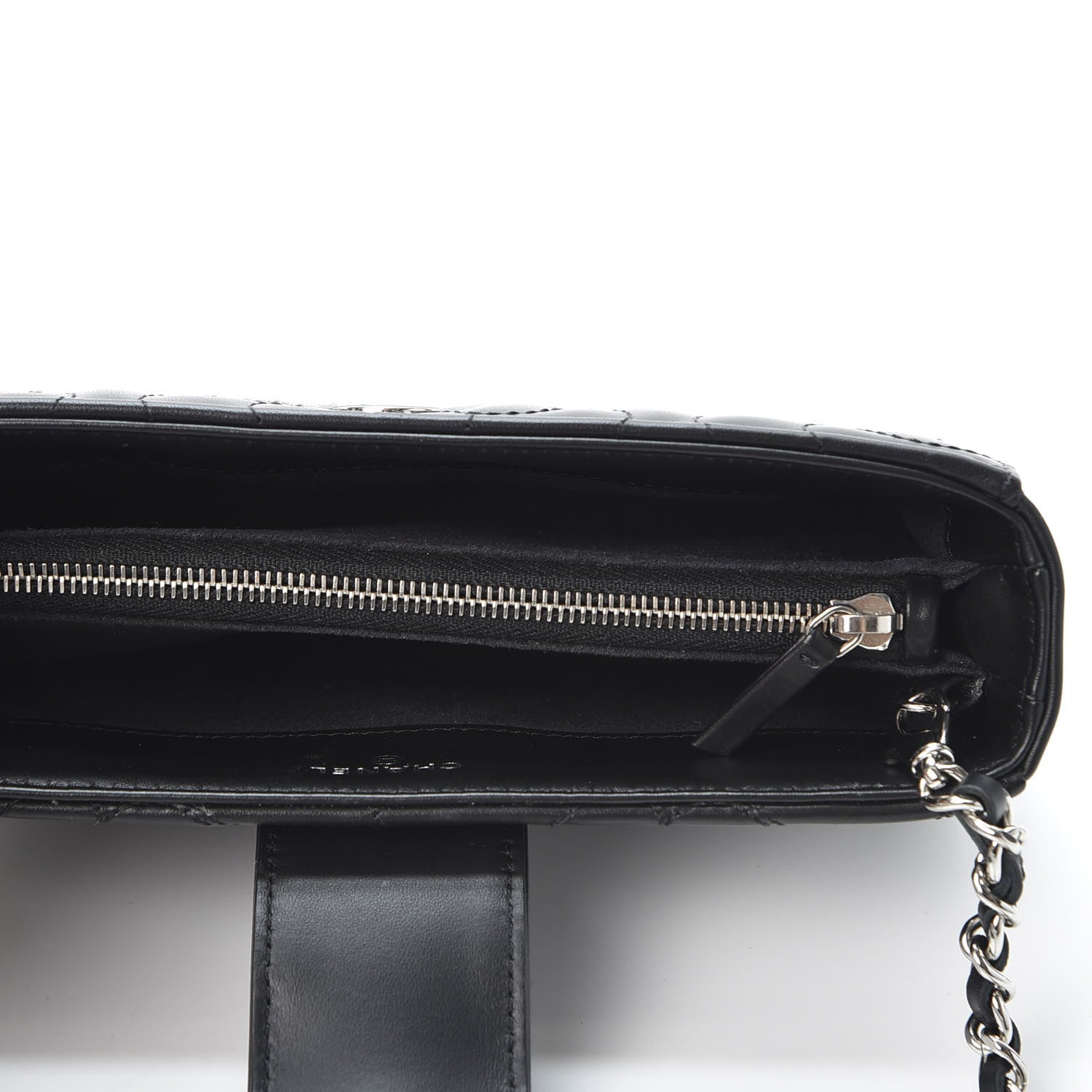 Chanel Lambskin Camellia Studded Clutch With Chain Black 4 of 11