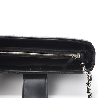Chanel Lambskin Camellia Studded Clutch With Chain Black 4 of 11
