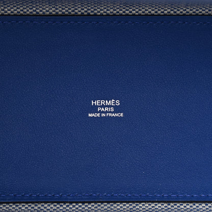 Hermes Swift H Canvas Cabas H En Biais 27 Bleu Royal Ecru 6 of 11