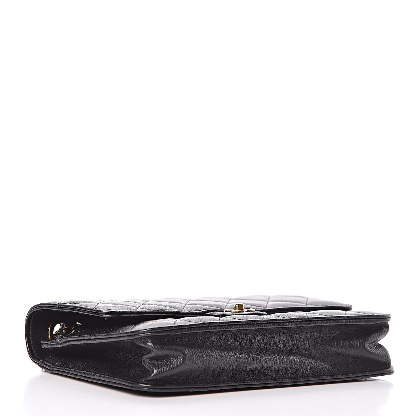 Calfskin Quilted CC Eyelet Wallet On Chain WOC Black