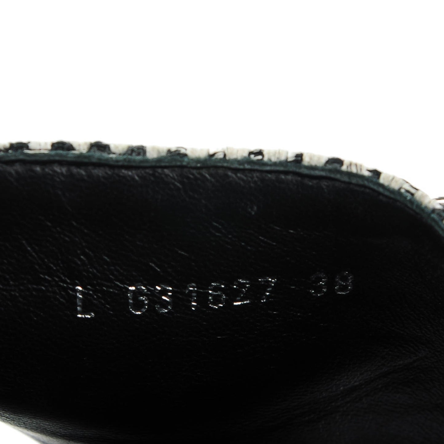 Tweed Lambskin Chain Flat Sandals 38 Black White