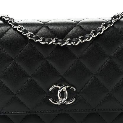 Chanel Lambskin Quilted Enamel CC Wallet on Chain WOC Black 9 of 11