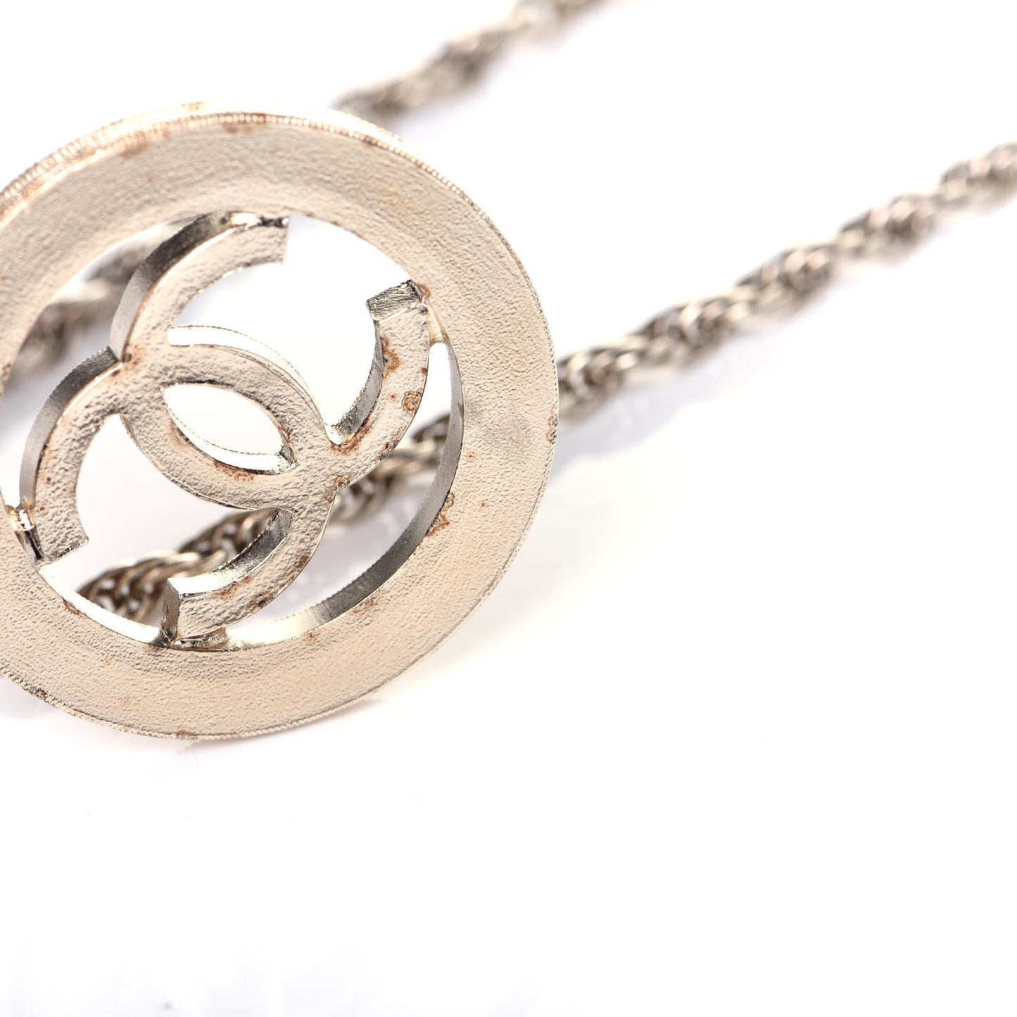 Pearl CC Round Pendant Necklace Gold
