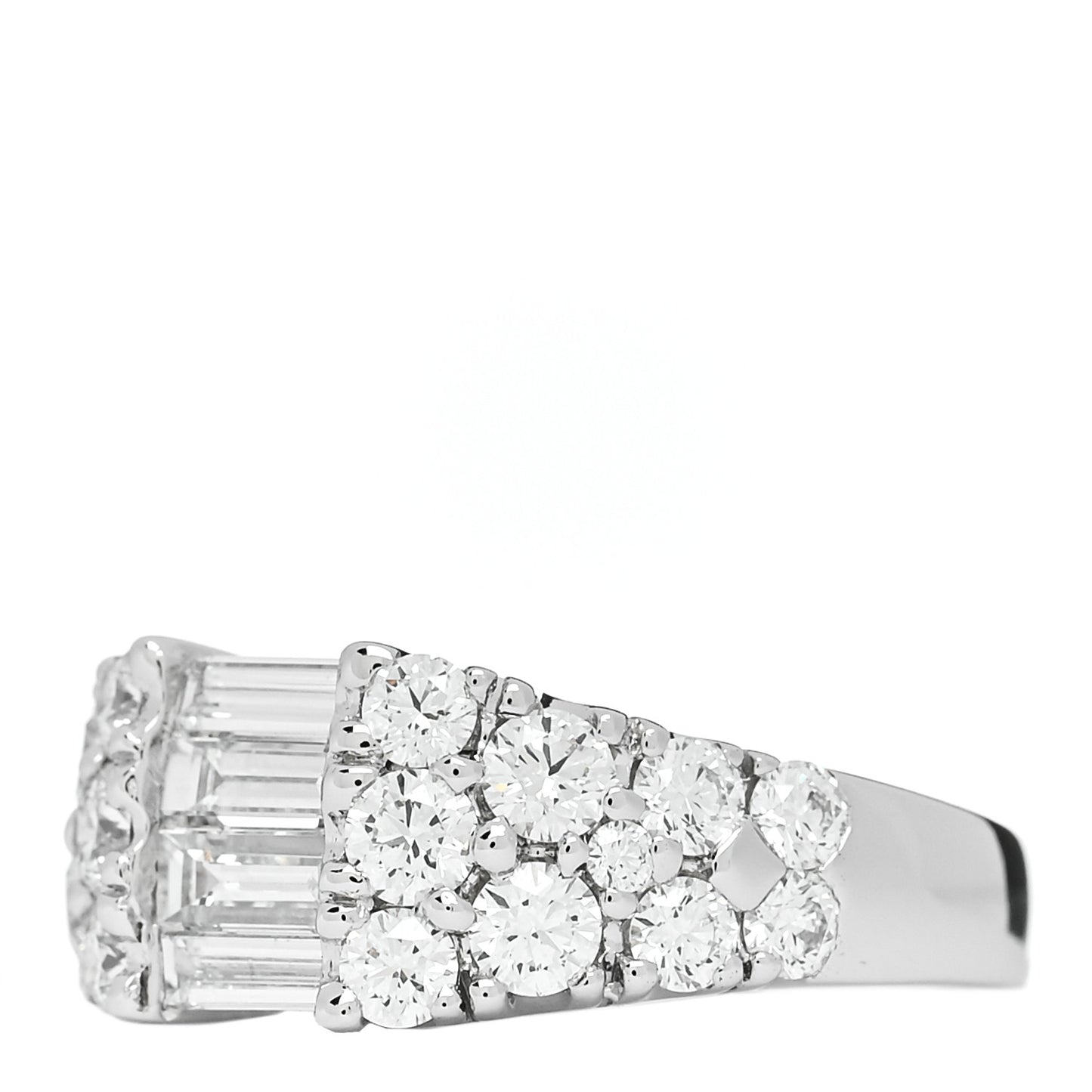 18K White Gold Diamond 1.92ctw Baguette Round Cut Ring 50 5.25